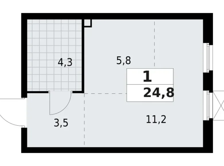 1 room apartment 25 m² Vsevolozhsk, Russia