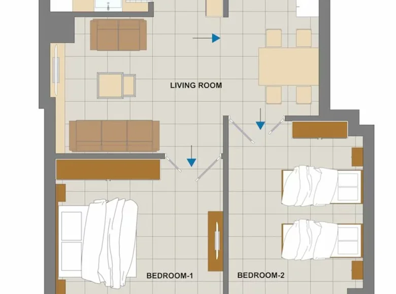 2 bedroom apartment 95 m² Budva, Montenegro