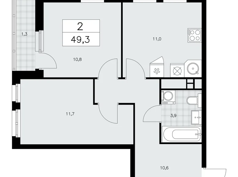 Mieszkanie 2 pokoi 49 m² Kommunarka, Rosja