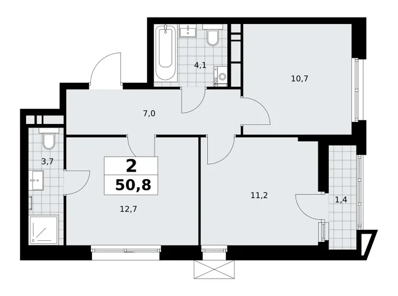 Mieszkanie 2 pokoi 51 m² Kommunarka, Rosja