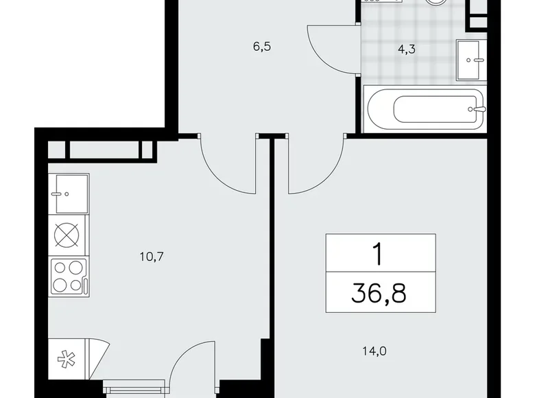 Apartamento 1 habitación 37 m² Kommunarka, Rusia