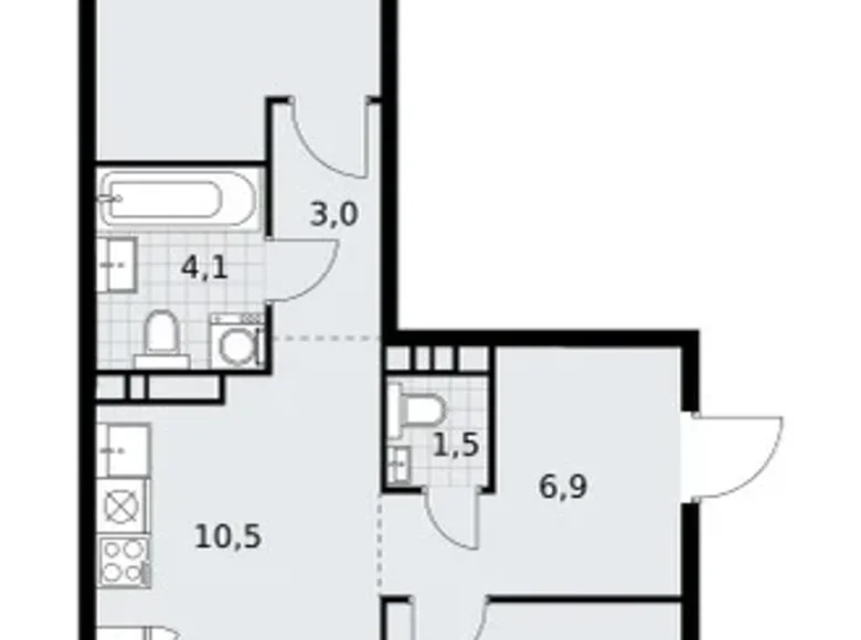 Квартира 3 комнаты 60 м² район Внуково, Россия