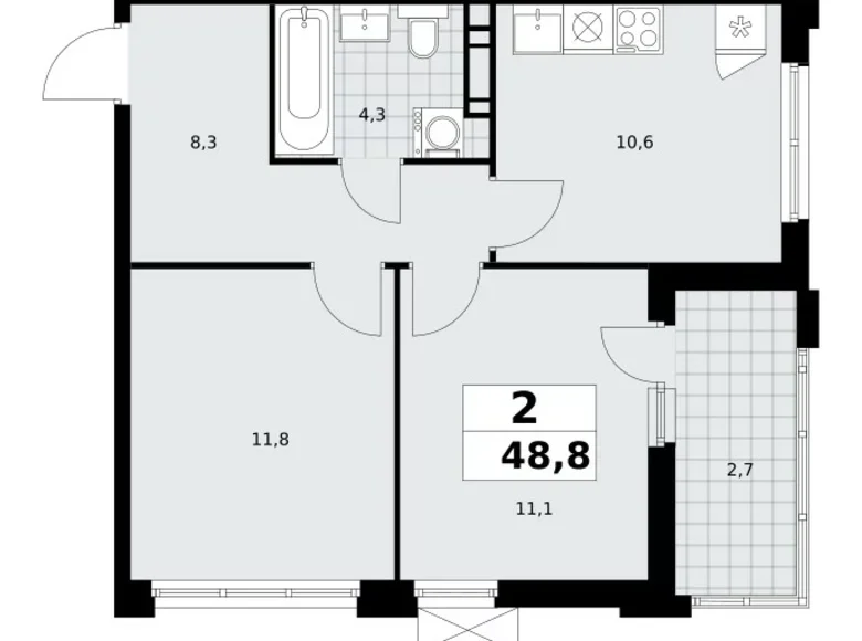 Wohnung 2 zimmer 49 m² Kommunarka, Russland