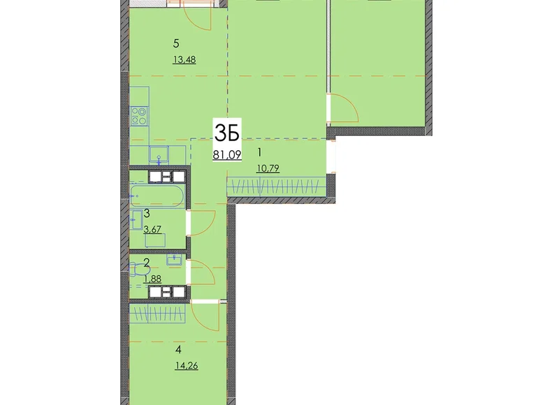 Appartement 3 chambres 81 m² Minsk, Bélarus