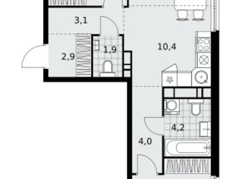 Квартира 3 комнаты 59 м² район Коммунарка, Россия