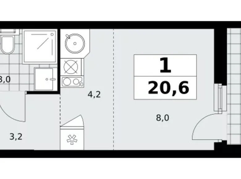 Wohnung 1 zimmer 21 m² Kommunarka, Russland