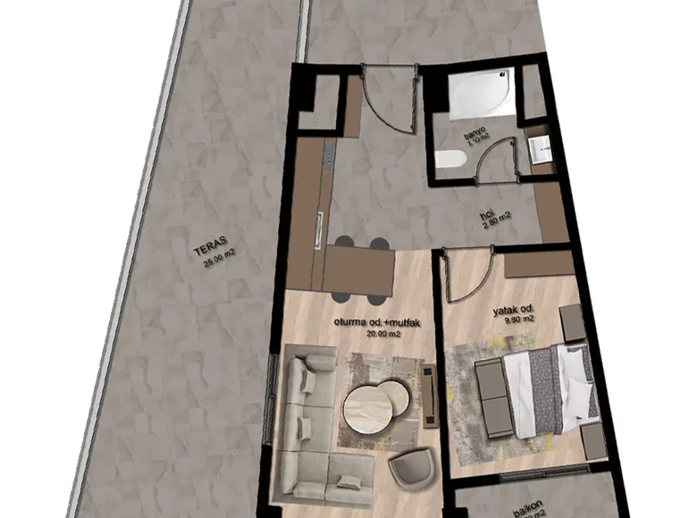 Apartamento 2 habitaciones 75 m² Akdeniz, Turquía