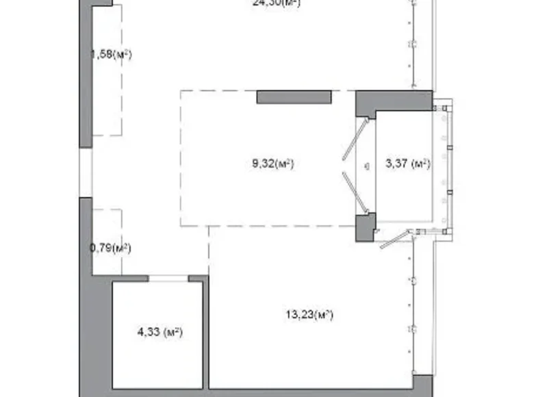 1 room apartment 57 m² Minsk, Belarus