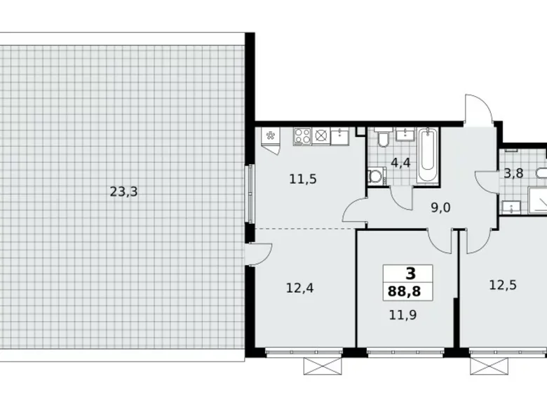 Mieszkanie 3 pokoi 89 m² Kommunarka, Rosja