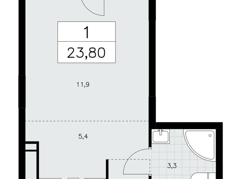 Apartamento 1 habitación 24 m² Kommunarka, Rusia