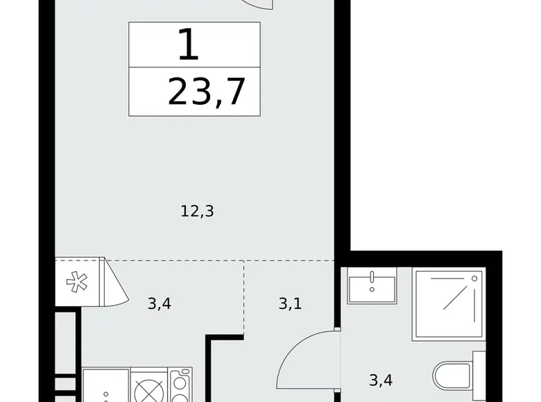 Appartement 1 chambre 24 m² Troïtsk, Russie
