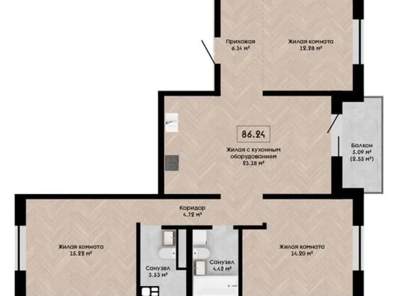 Apartamento 4 habitaciones 86 m² Kalodziscanski sielski Saviet, Belarús