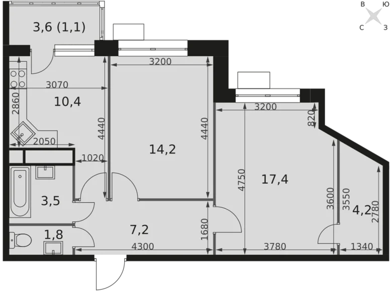 Wohnung 2 zimmer 60 m² Mytishchi Urban Okrug, Russland