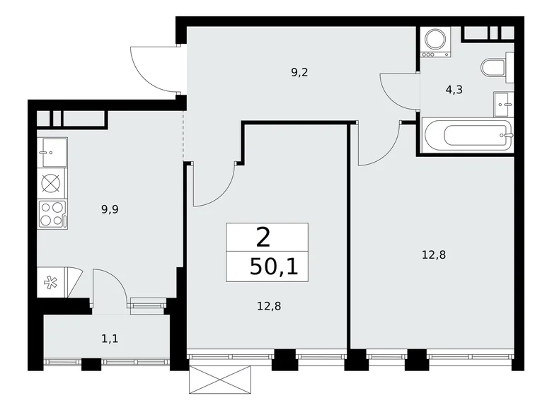 Appartement 2 chambres 50 m² Kommunarka, Russie
