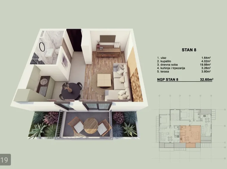 Apartamento 1 habitacion 69 m² Dobrota, Montenegro