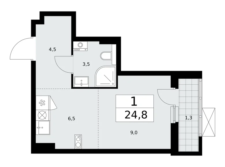 Wohnung 1 zimmer 25 m² Kommunarka, Russland