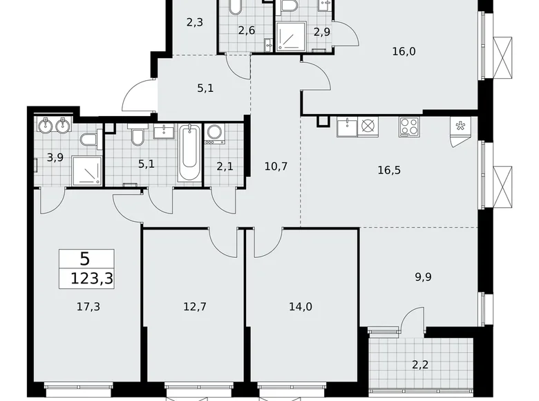 Wohnung 5 zimmer 123 m² Kommunarka, Russland