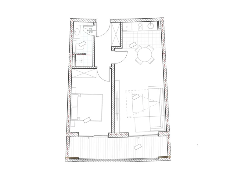 Квартира 1 комната 53 м² Boreti, Черногория