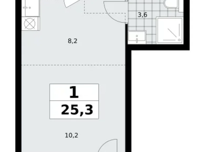 1 room apartment 25 m² Kommunarka, Russia