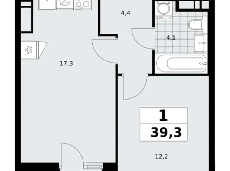 Apartamento 1 habitación 39 m² Kommunarka, Rusia