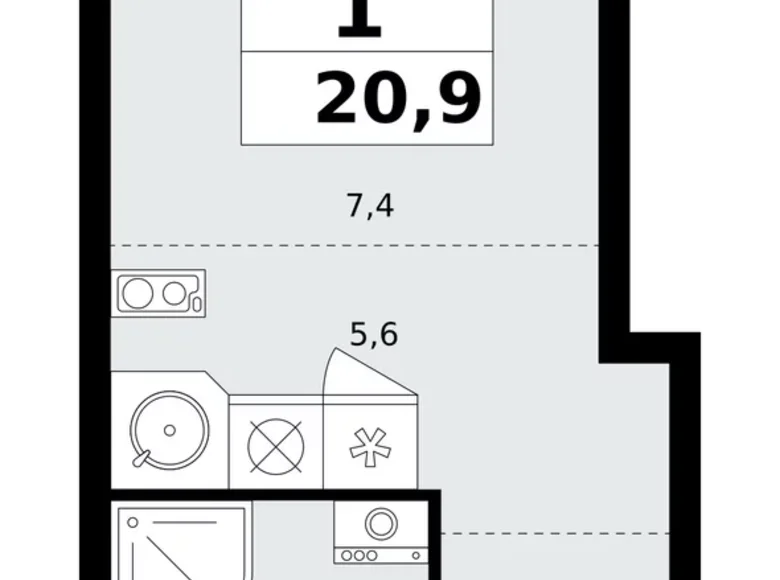 Appartement 1 chambre 21 m² Kommunarka, Russie