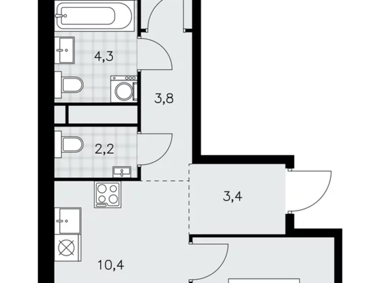 Apartamento 3 habitaciones 56 m² Kommunarka, Rusia