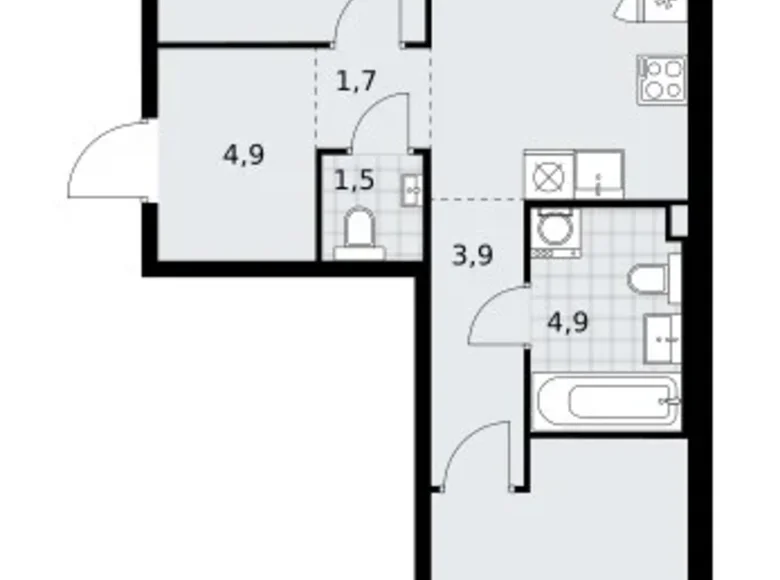 Wohnung 2 zimmer 58 m² Troizk, Russland