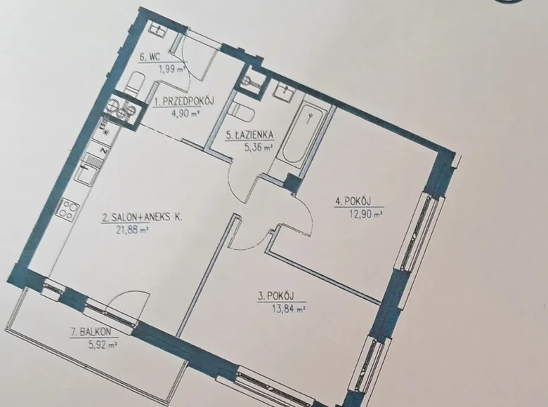 3 room apartment 63 m² Warsaw, Poland