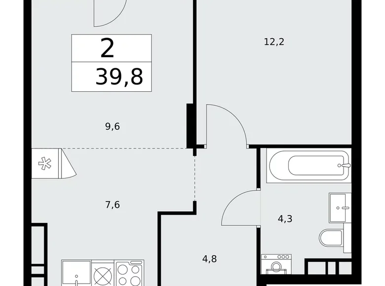 Wohnung 2 zimmer 40 m² Troizk, Russland