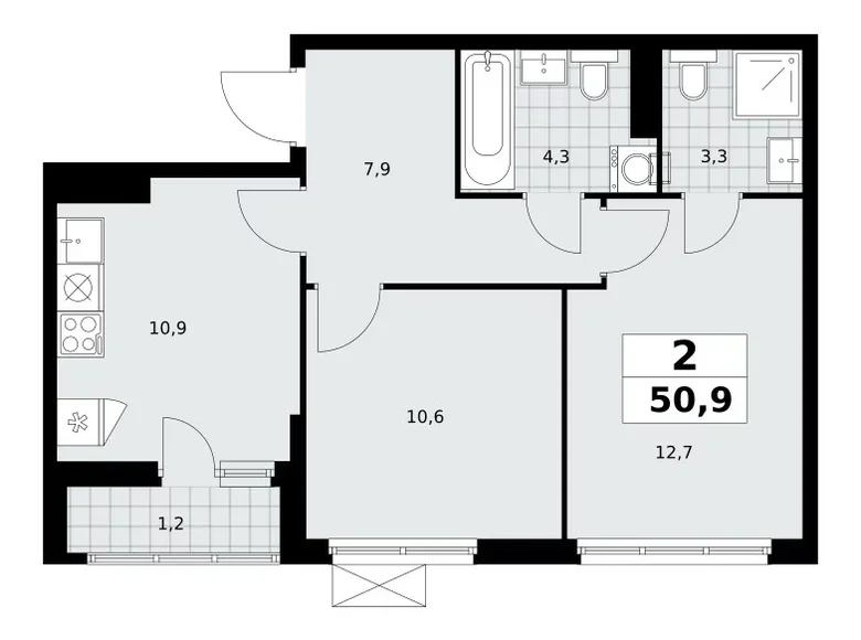 Mieszkanie 2 pokoi 51 m² Kommunarka, Rosja