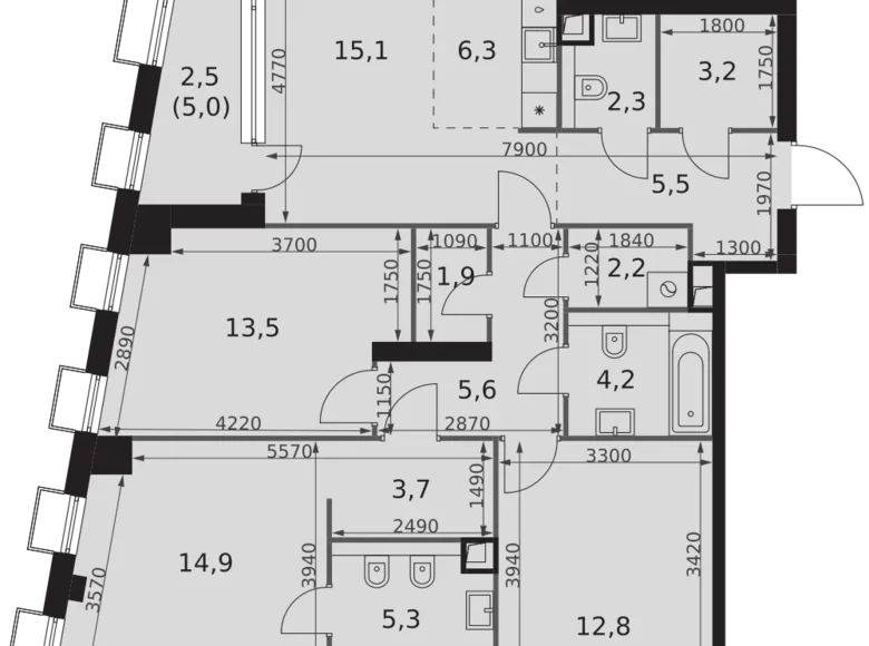 Квартира 4 комнаты 99 м² Москва, Россия