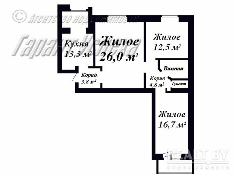3 room apartment 81 m² Brest, Belarus