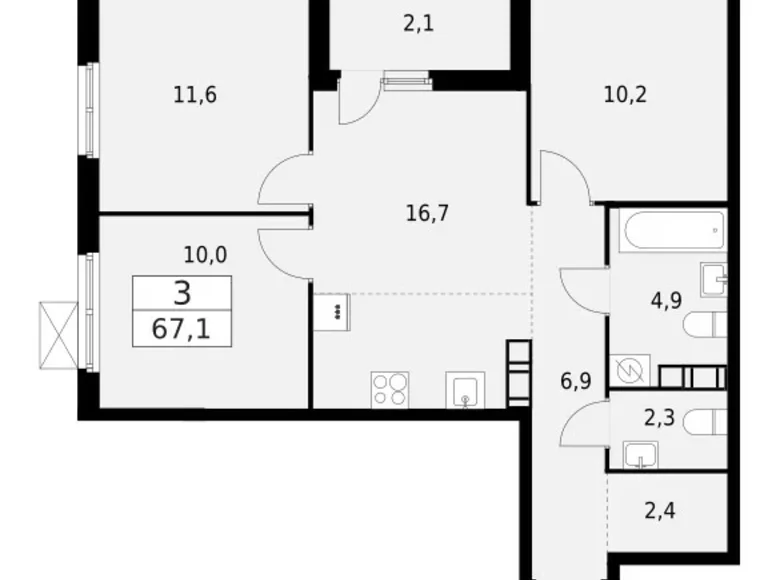 Apartamento 3 habitaciones 67 m² Krasnoye Selo, Rusia