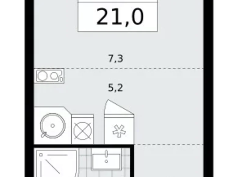 Квартира 1 комната 21 м² район Коммунарка, Россия