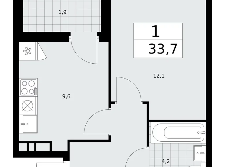 Apartamento 1 habitación 34 m² Kommunarka, Rusia