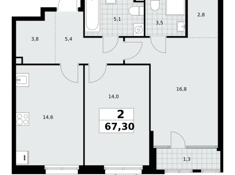 Wohnung 2 zimmer 67 m² Moskau, Russland