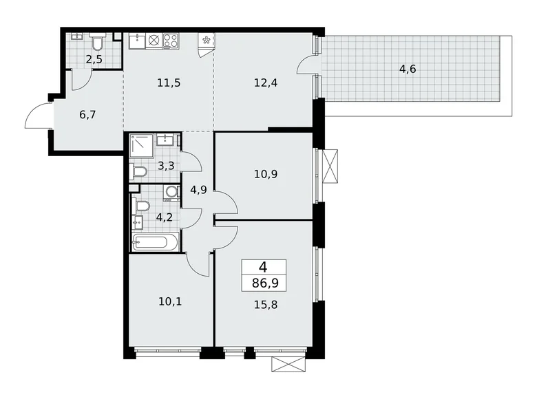 Apartamento 4 habitaciones 87 m² Kommunarka, Rusia