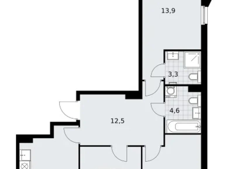 Appartement 3 chambres 72 m² Troïtsk, Russie