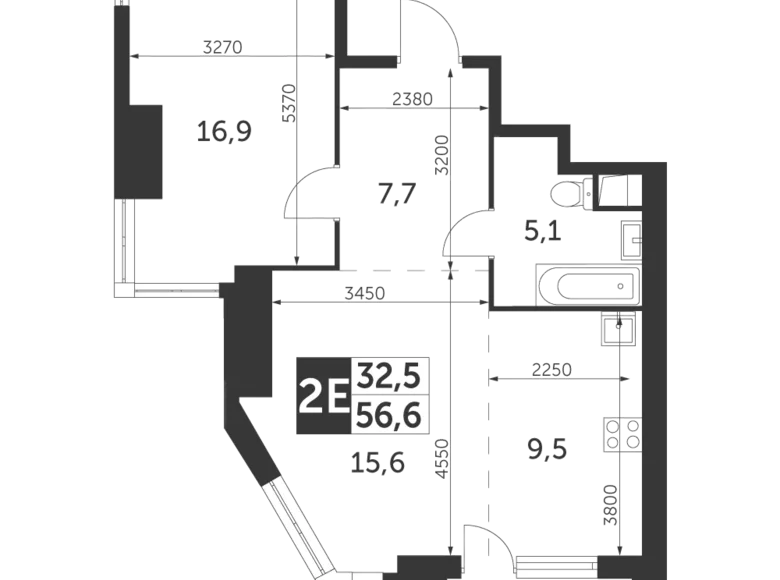 Mieszkanie 2 pokoi 57 m² Moskwa, Rosja