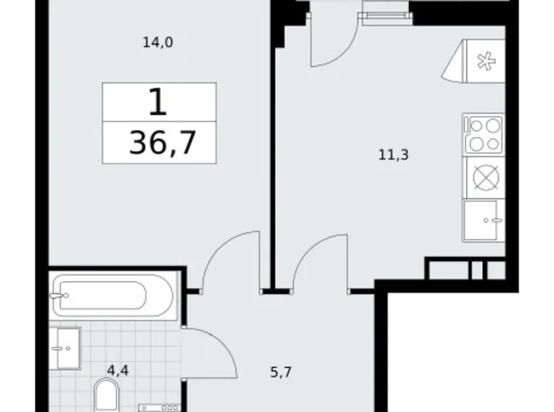 Appartement 1 chambre 37 m² Vnoukovo, Russie