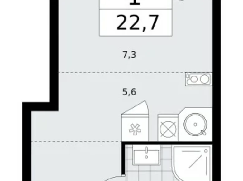 Wohnung 1 zimmer 23 m² Kommunarka, Russland