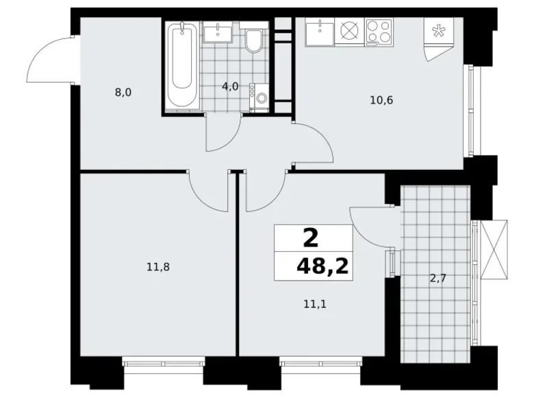 Квартира 2 комнаты 48 м² район Коммунарка, Россия
