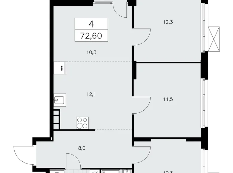 Mieszkanie 4 pokoi 72 m² Kommunarka, Rosja