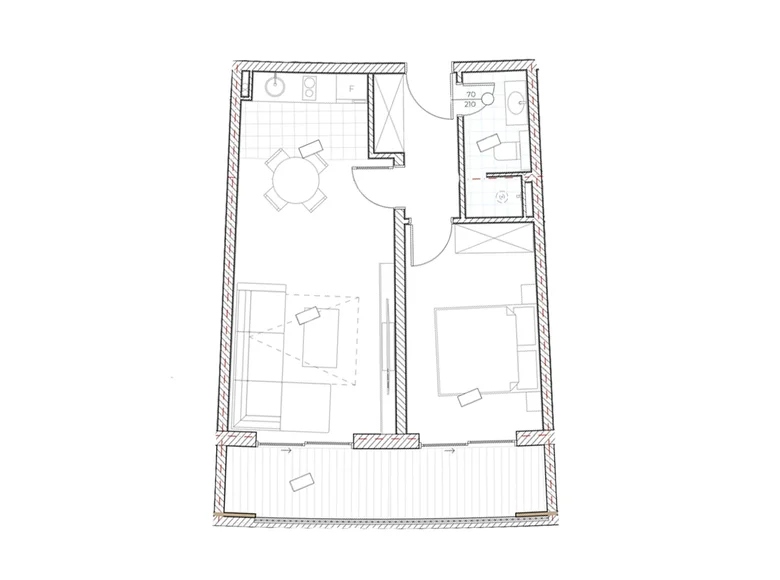 1 room apartment 53 m² Boreti, Montenegro