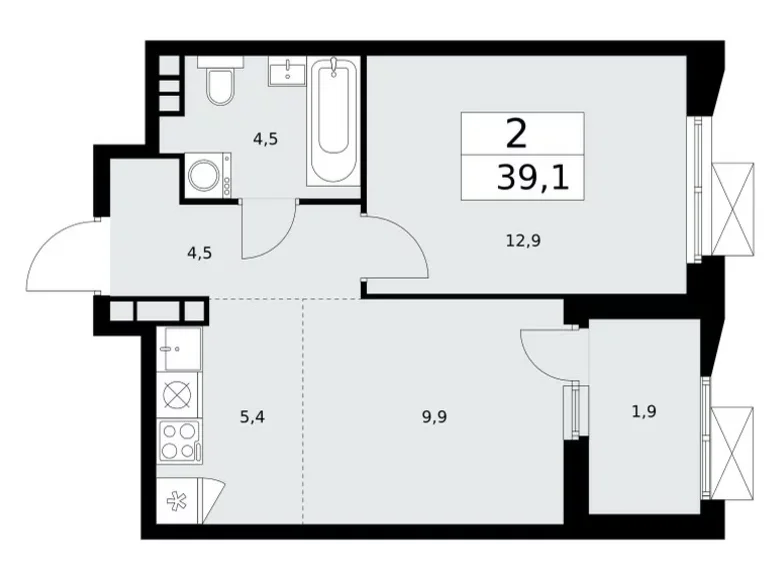 Квартира 2 комнаты 39 м² район Коммунарка, Россия