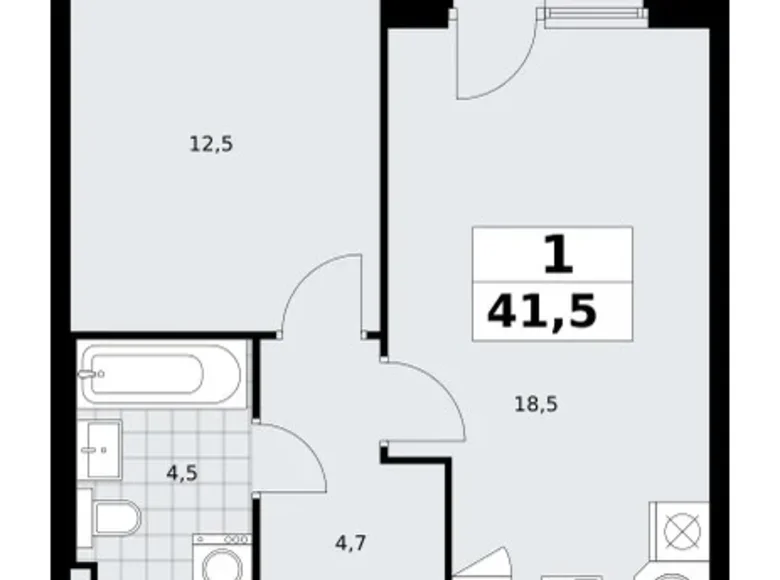 Mieszkanie 1 pokój 42 m² Troick, Rosja