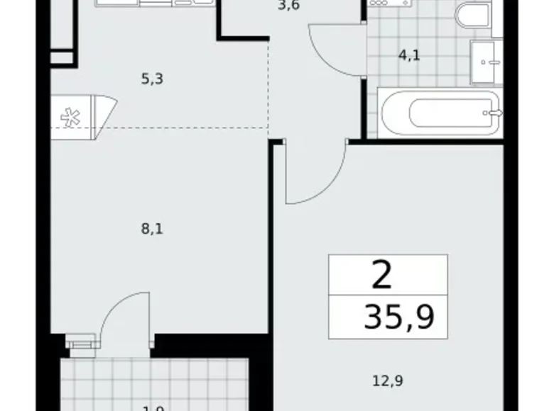 Appartement 2 chambres 36 m² Kommunarka, Russie