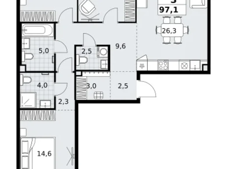 Wohnung 3 zimmer 97 m² Kommunarka, Russland