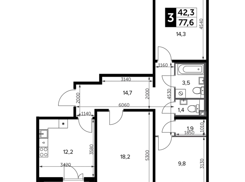 Apartamento 3 habitaciones 79 m² Leninsky District, Rusia