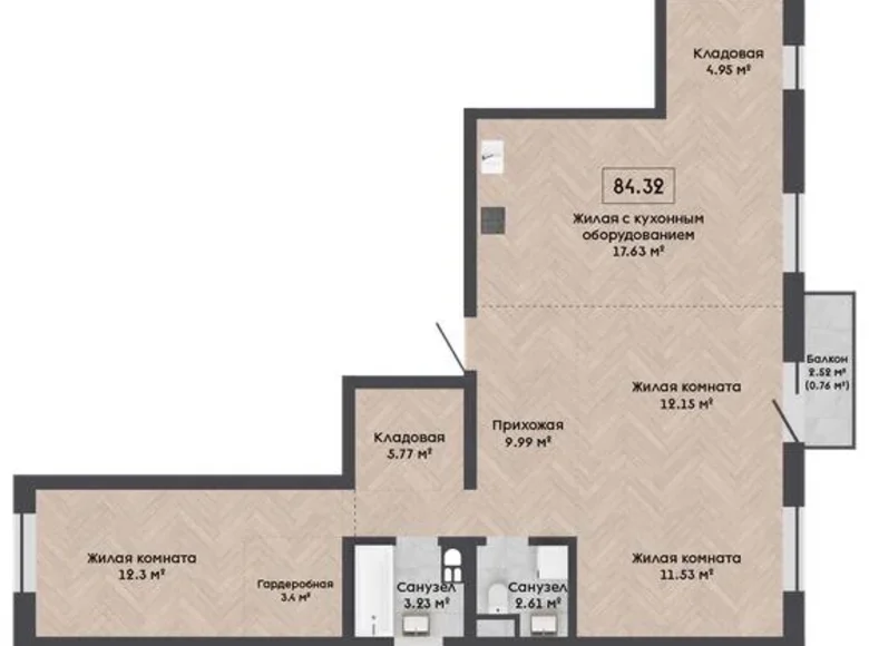 Appartement 4 chambres 84 m² Kalodziscanski sielski Saviet, Bélarus